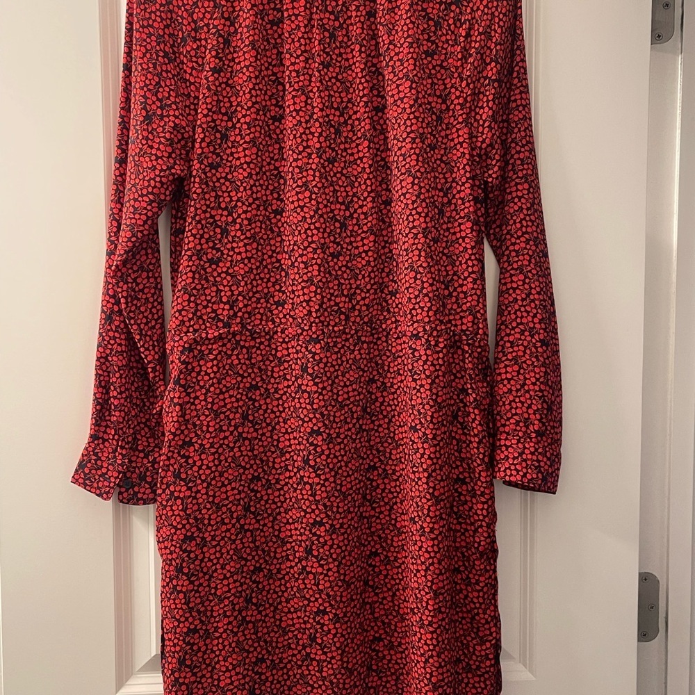 GAP Vibrant Red and Black Patterned Long Sleeve Dress - Picture 2 of 4